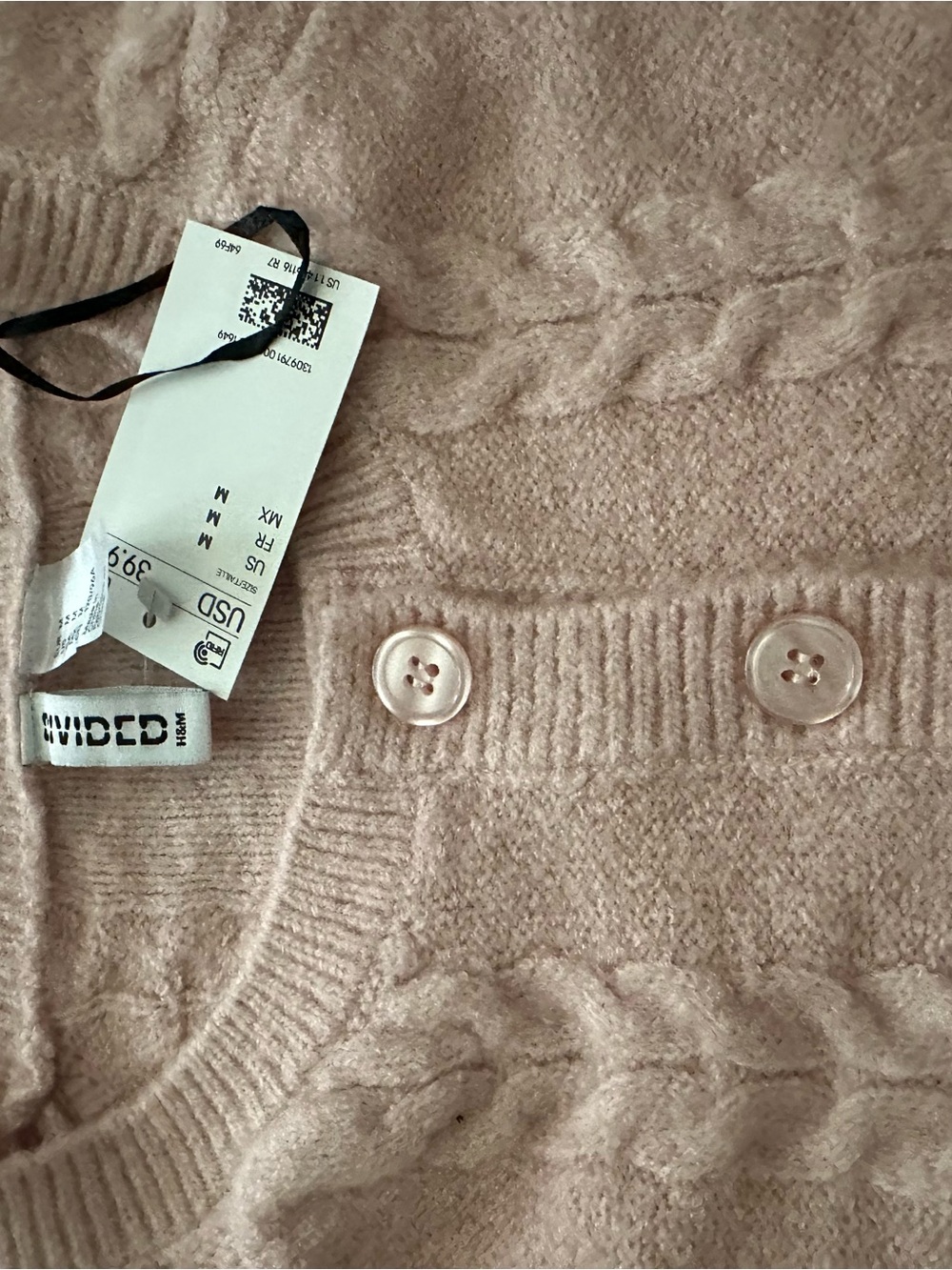 Blush Soft Cable-Knit Button Cardigan M NWT - Picture 3 of 6